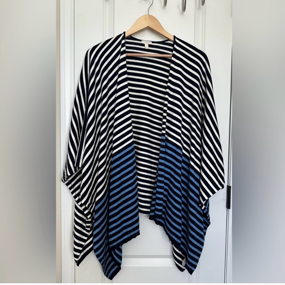 Talbots Striped Black and Blue Open Front Women’s Cardigan Size- One size
